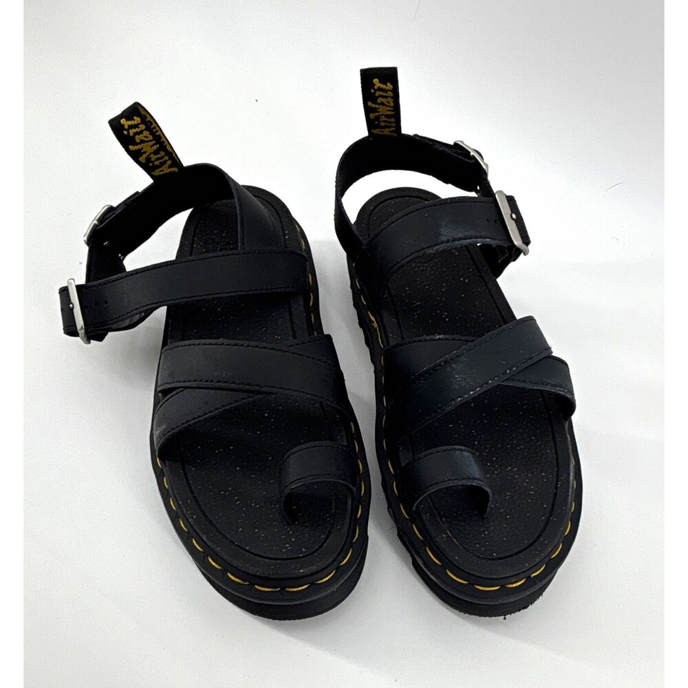 Dr. Martens Black Platform toe loop Strappy Adjustable Buckle Sandals 39/US8